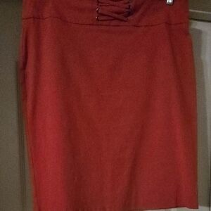 Chic Red Lace-Up Women's Pencil Skirt